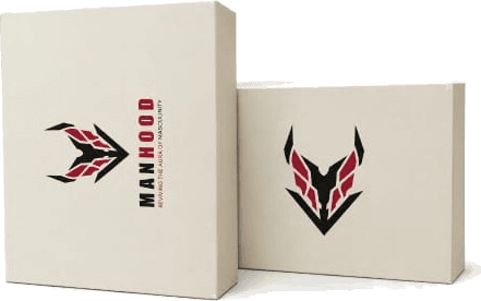 MANHOOD shipping box with the horned mark and wordmark